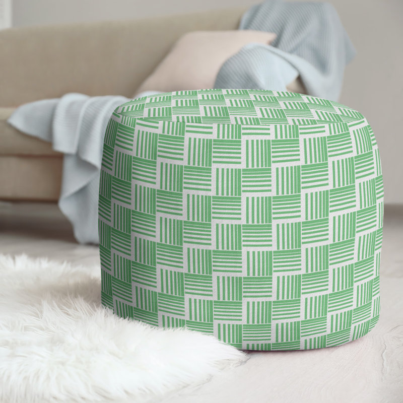 repose-pieds à rayures classic basketweave, Vert / Gris