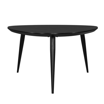 Triangular Coffee Table Of Solid Mango Wood, Black Color, And Smooth Surface Softly Rounded Corners