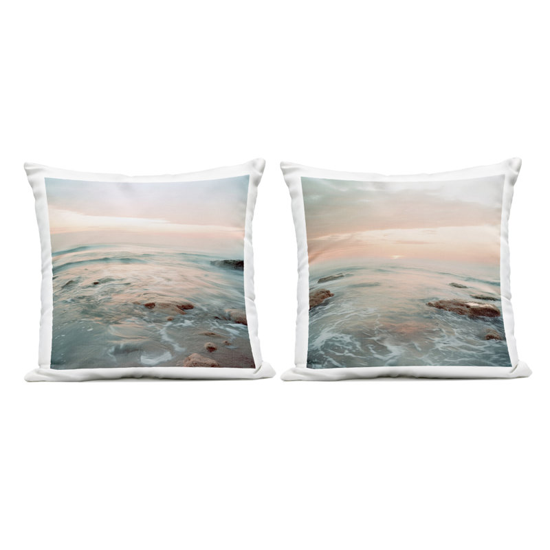 Ensemble de coussins décoratifs d'extérieur 2 pièces Coastal Sea Melody par Lazar Studio