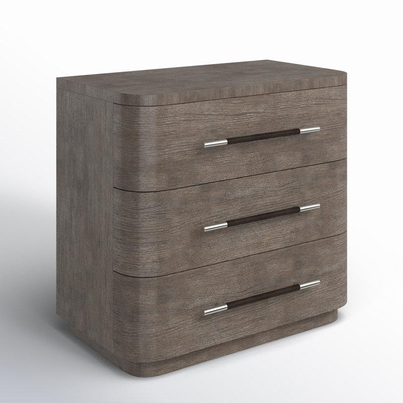 Modern Mood Three Drawer Nightstand, Dark Wood/Mink