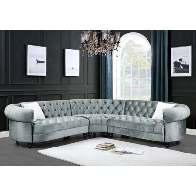 Canapé modulaire Colin en velours bleu clair