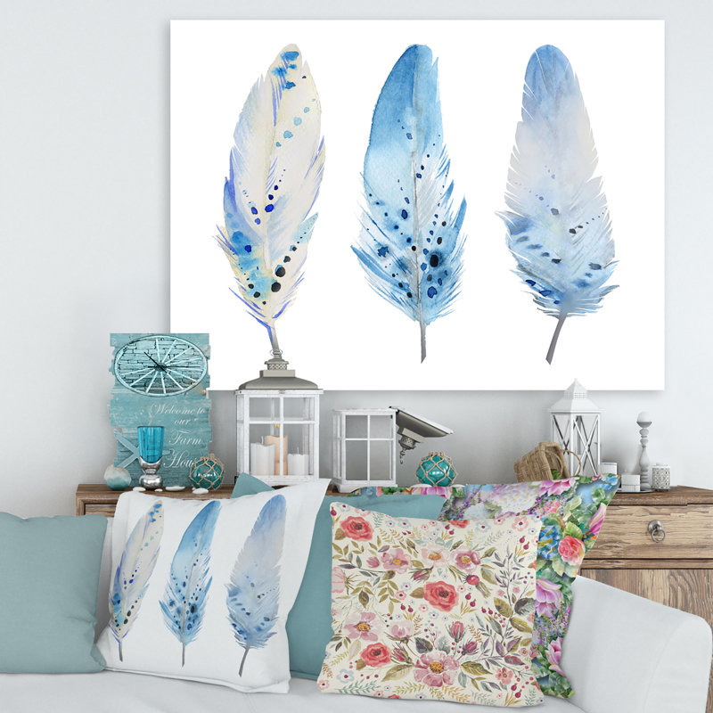 Boho Feathers II - impression sur toile tendue, H 12 po x l 20 po x p 1 po