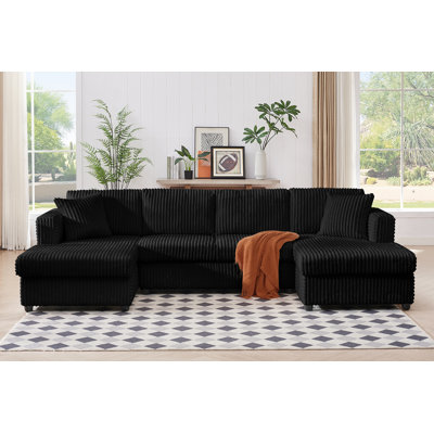 4 Seater Modular Sectional Sofa, U Shaped Extra Large Corduroy With Double Chaises by Latitude Run