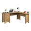 Bureau en L avec finition grain de bois naturel, grande surface et gestion intégrée des câbles pour les espaces de travail modernes.