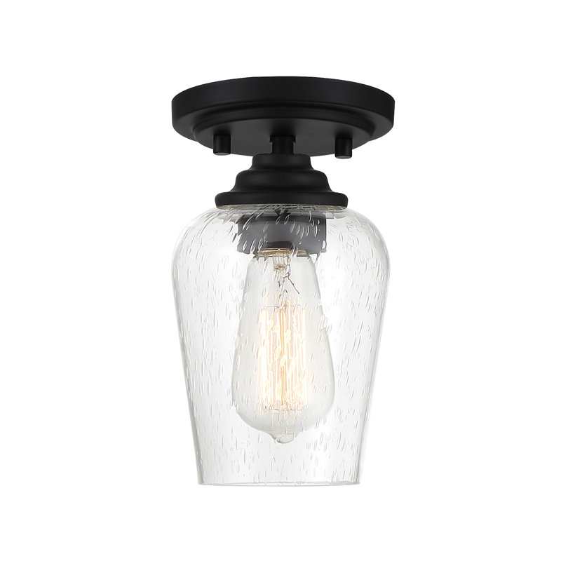 Arbra Glass Semi Flush Mount, Coal, Clear