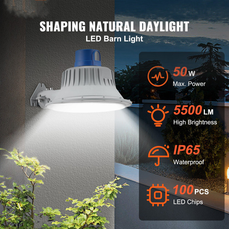 50W Silver LED Barn Light with Dusk to Dawn Sensor