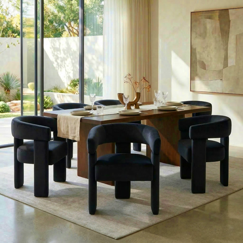Chaise légère et luxueuse en velours, Noir