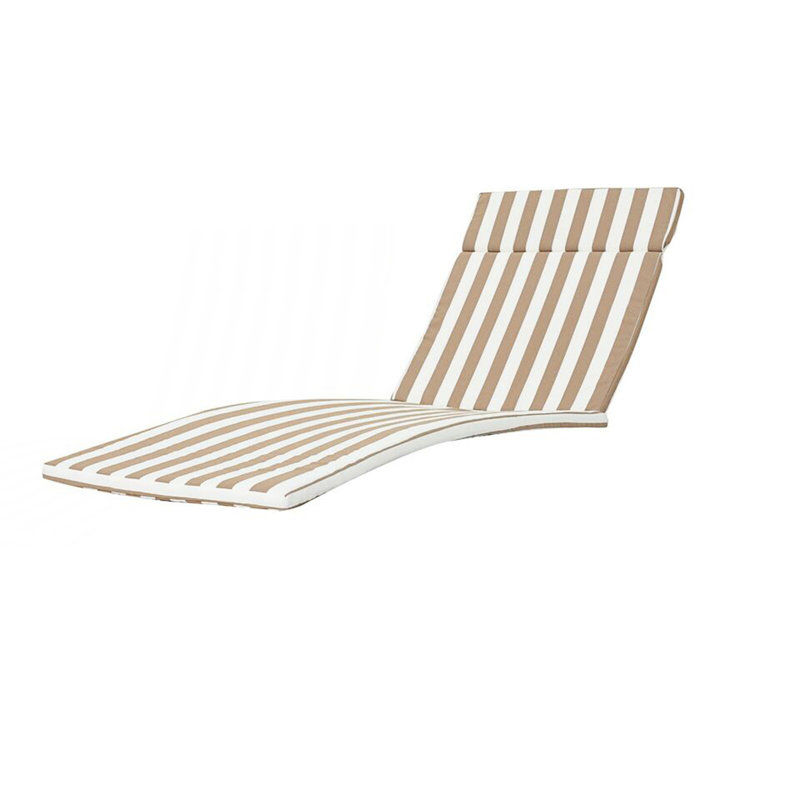 2Pcs Outdoor Chaise Lounge Cushion Set, 2, Brown Striped