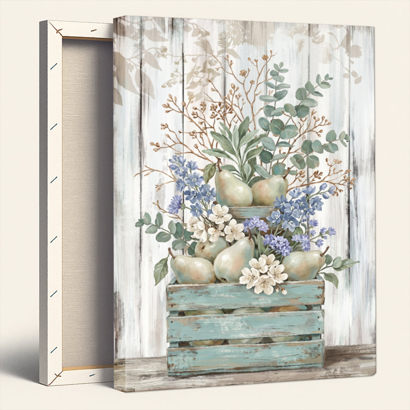Ensemble de 1 tableau mural rustique à motif floral sur toile, H 36 po x l 24 po, Toile tendue