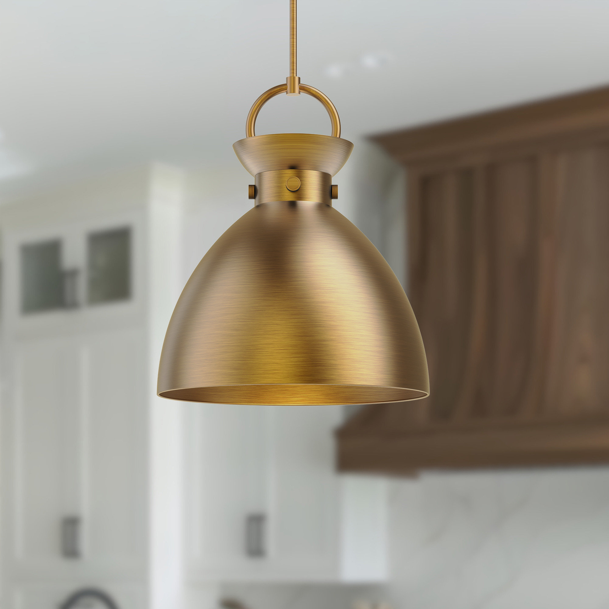 Tinka Single Light Metal Steel Pendant, 21.75" H x 18" W x 18" D, Aged Gold, Aged Gold