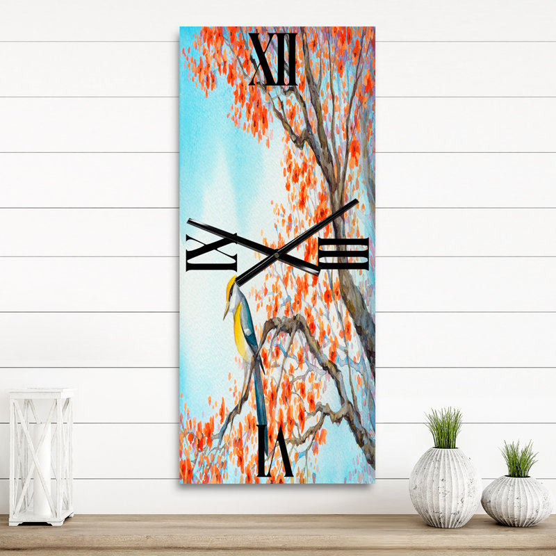 Horloge murale oiseau sur une branche en fleurs, Petit