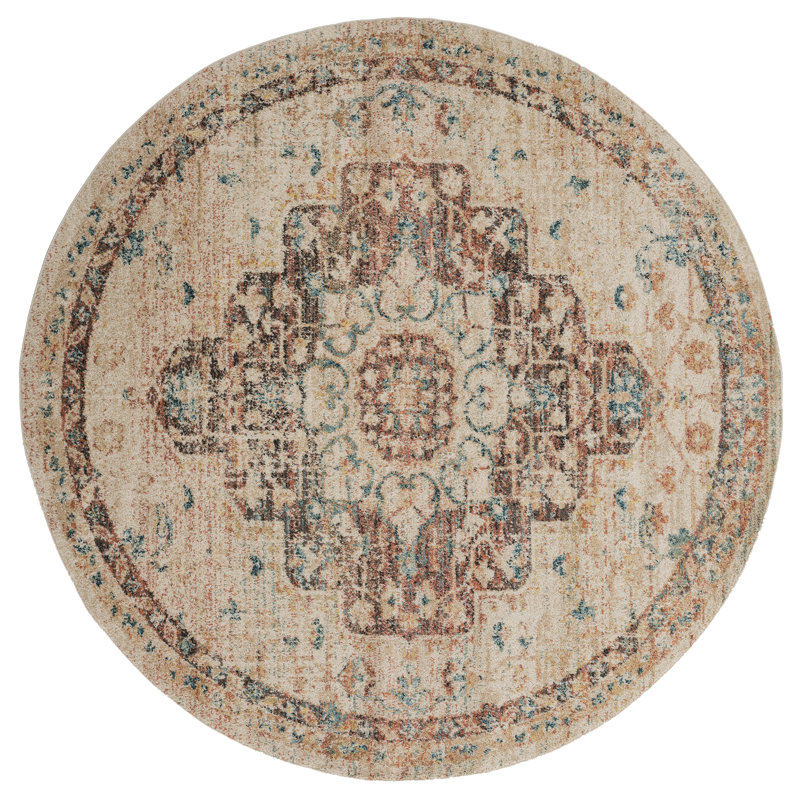 Scofield Synthetic Oriental Indoor Rug, Round 7'10"