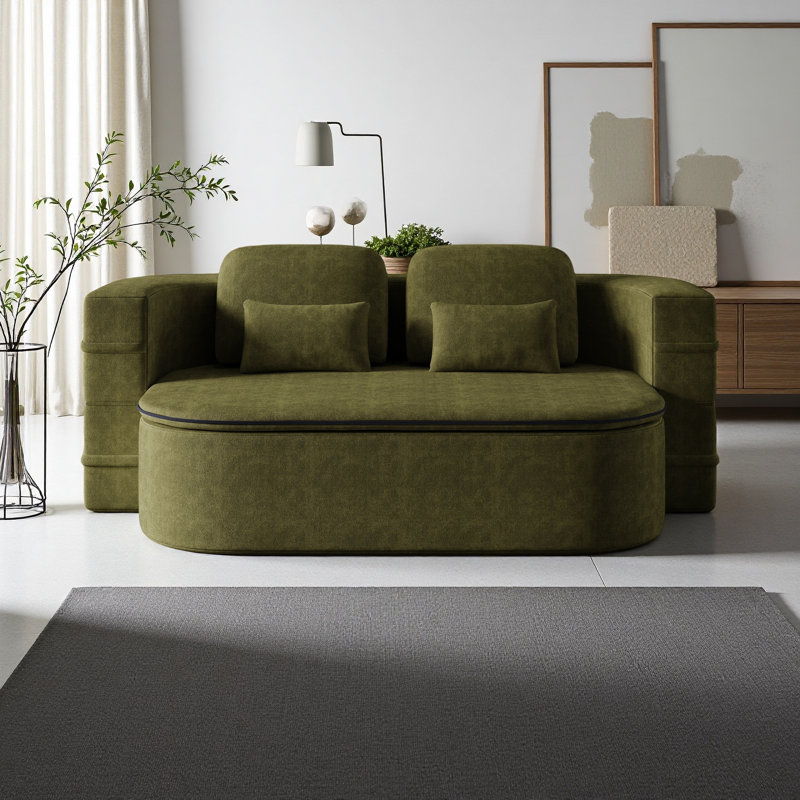 Canapé-lit pliable 75 po 2-en-1, canapé-lit convertible en mousse avec couverture multifonctionnelle, canapé-lit pliant en chenille, canapé-lit pour salon