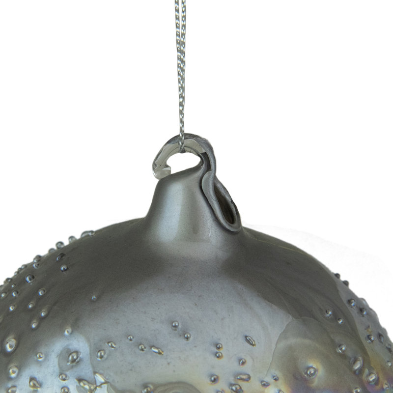 Ornement de Noël boule de verre irisé 4 po argenté