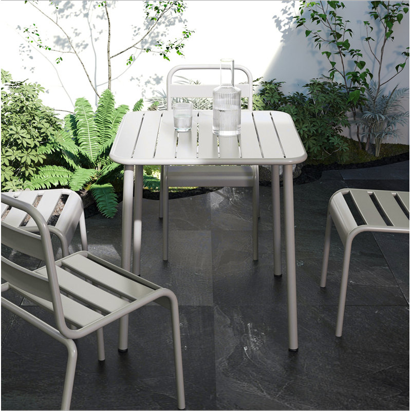 Table de salle à manger d'extérieur Sera, Blanc rétro