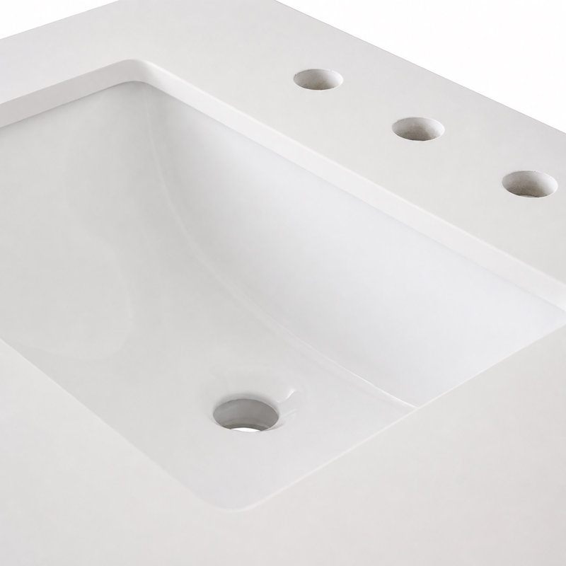 Comptoir blanc 49 po et lavabo double rectangulaire, Blanc