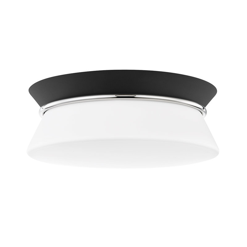 Plafonnier encastré 12,75 po 2 lumières Cath, Nickel poli / Noir