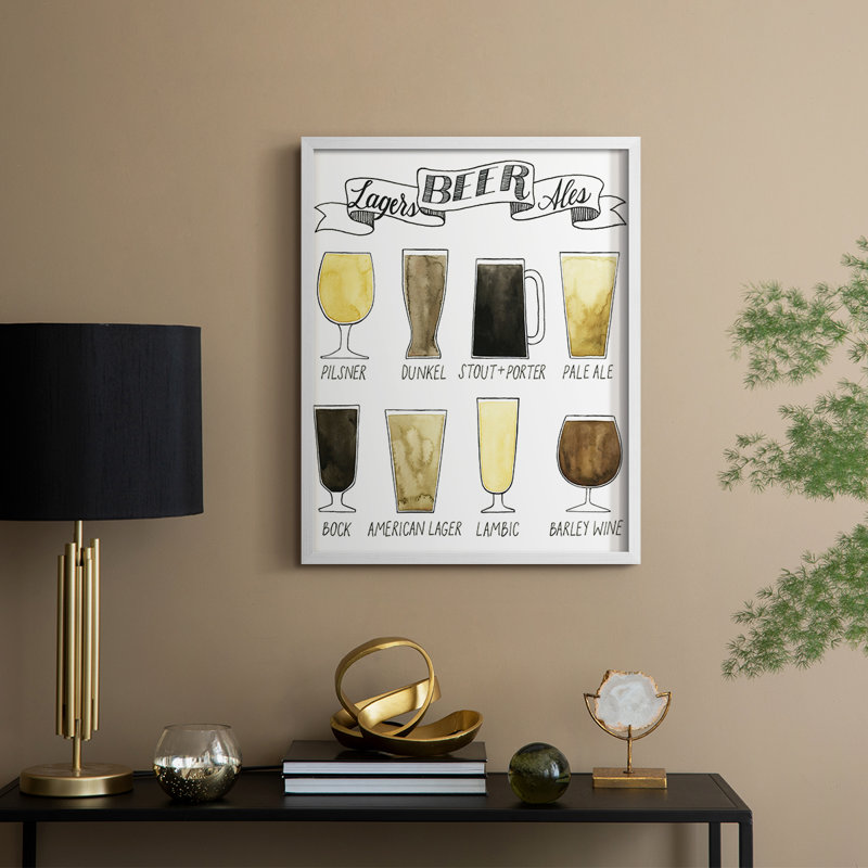 «Beer Information», reproduction encadrée - bois massif, H 15 po x l 12 po, Blanc