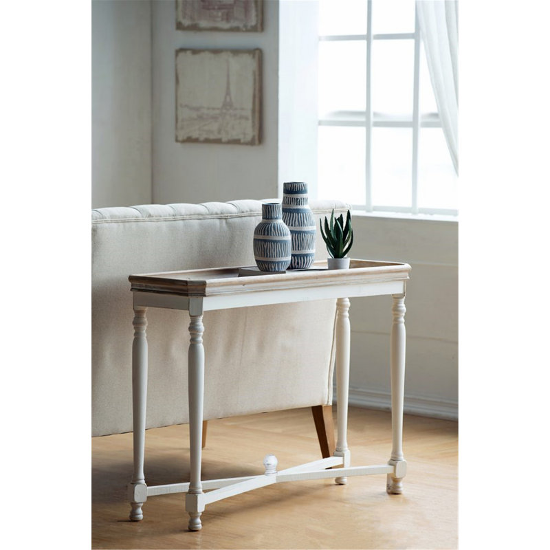 Versatile White and Natural Wood Console Table with Storage