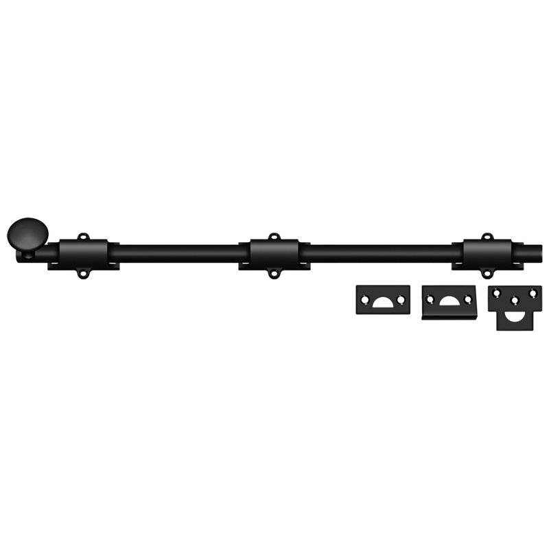 Deltana 18SB26D 18" Surface Bolt; Heavy Duty; Satin Chrome Finish, Black