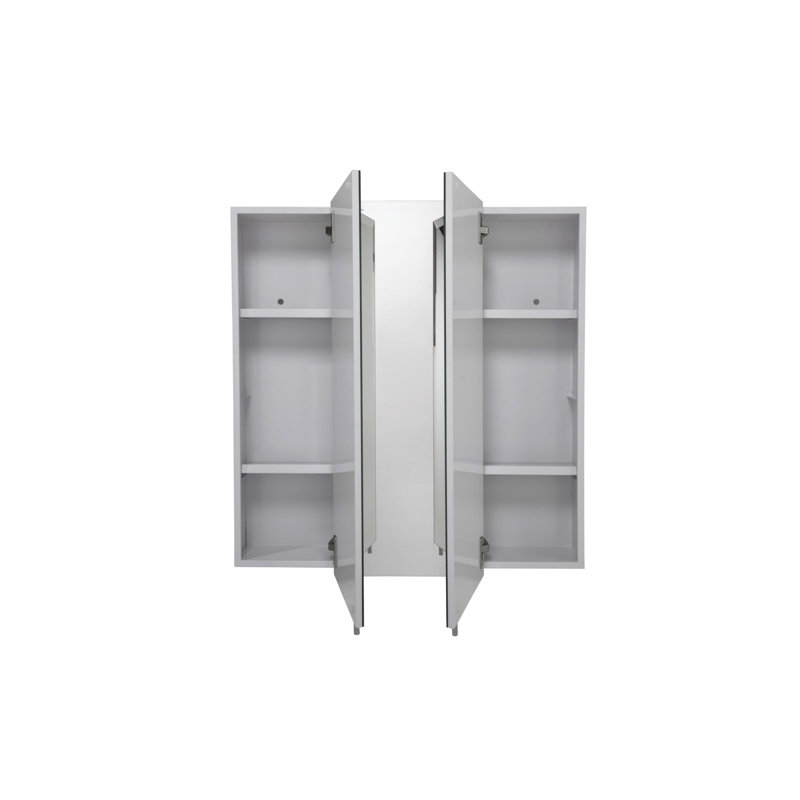 Shamare Surface Mount Frameless 3 Doors Medicine Cabinet with 2 Adjustable Shelves, 30" H x 30" W x 5" D