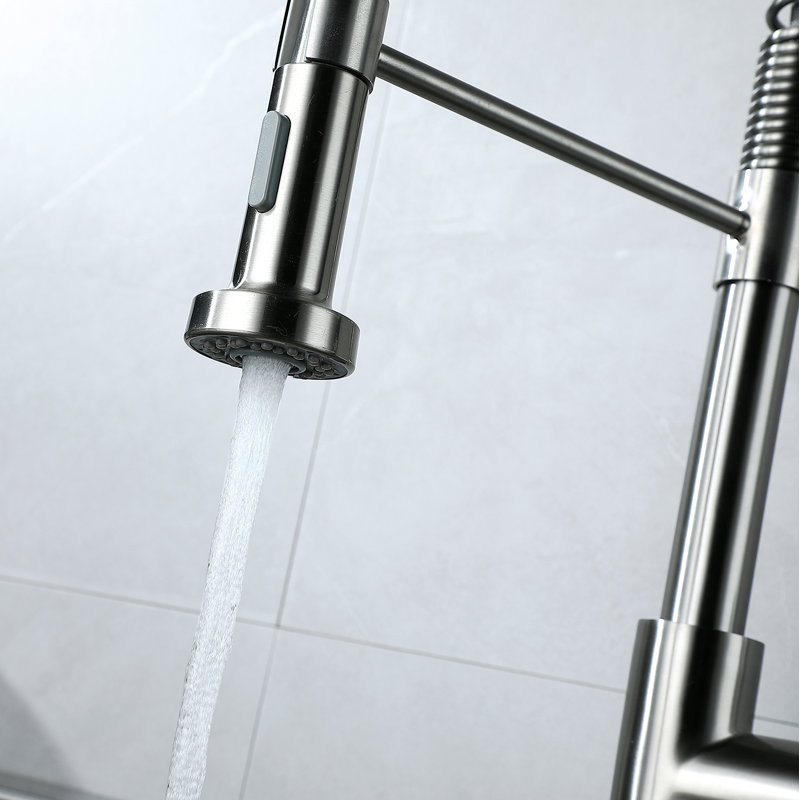 Brushed Nickel Single Handle Pull Down Kitchen Faucet