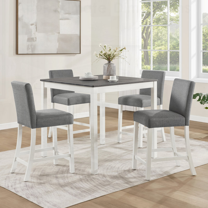 Ensemble de table 5 pièces à hauteur de comptoir avec 4 chaises, parfait pour les petits espaces et les réunions de famille, design durable et élégant
