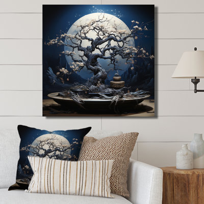 White Moonlit Bonsai Serenade 1 - Tree Bonsai Wall Art