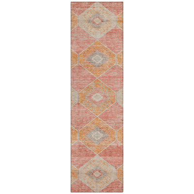 Machine Washable Indoor/Outdoor Xhevrie Coral Rug