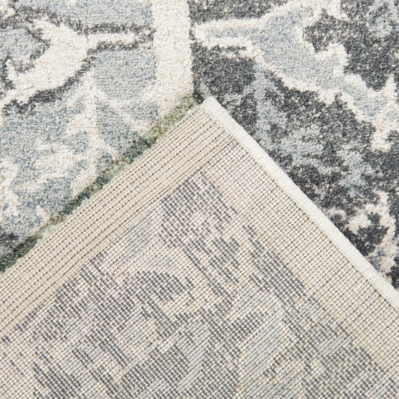 Tapis Catherine Blue à bordure traditionnelle, 5 pi 3 po x 7 pi