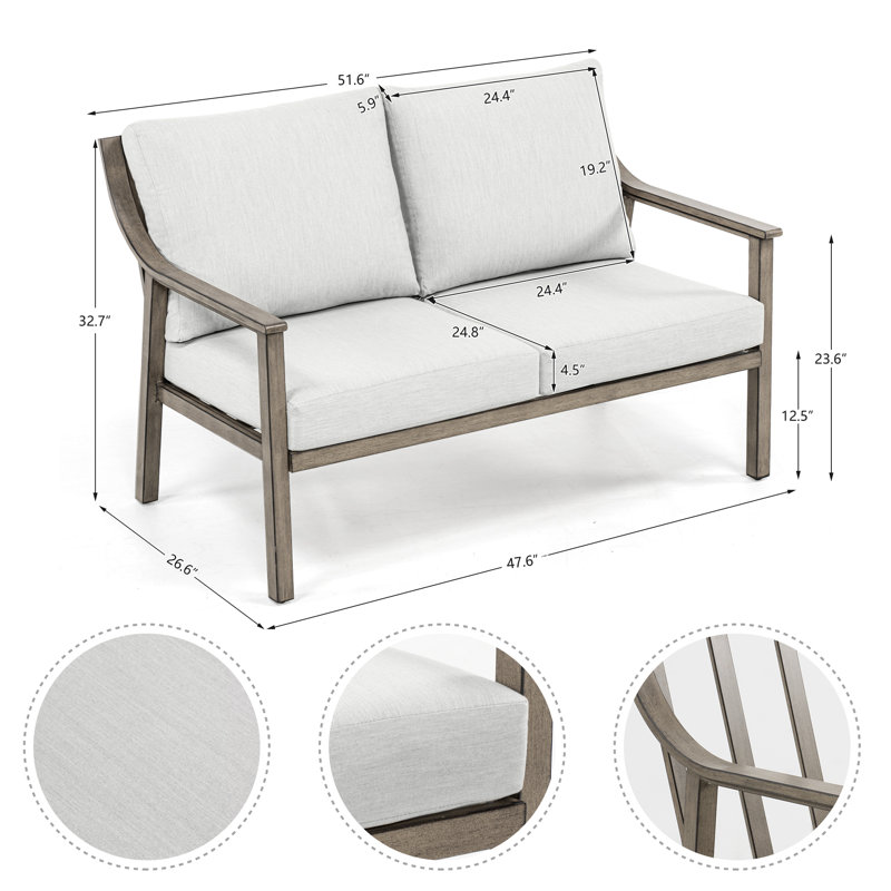 Canapé d'extérieur en aluminium 1 pièce Vishali, Gris