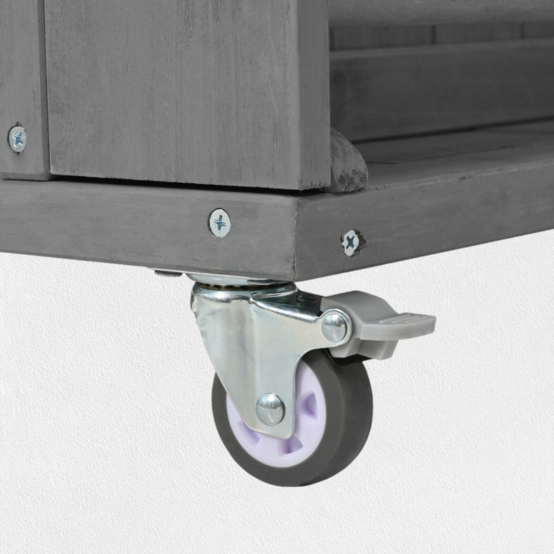 Îlot de cuisine extérieur avec roues verrouillables, Gris