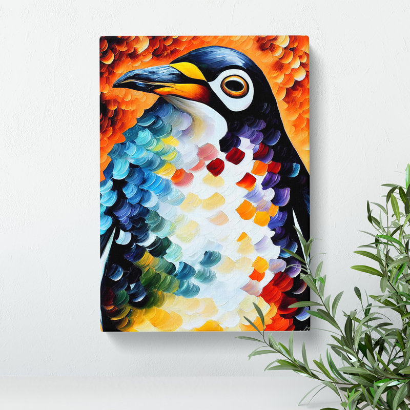 Penguin Portrait No.2 - Wall Art, Wrapped Canvas, 50cm H x 35cm W, No Matte