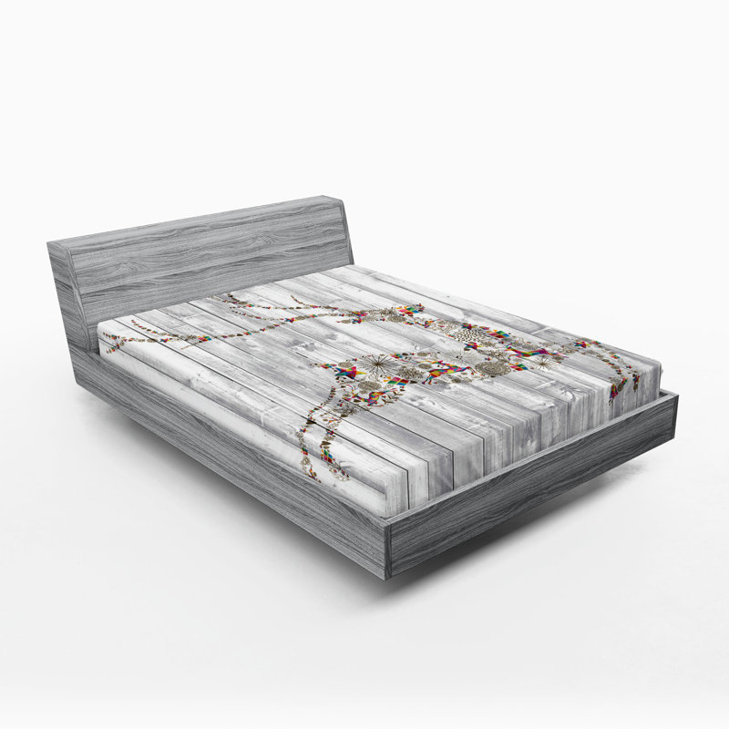 Ensemble de 2 draps-housses Ambesonne, Multicolore, gris / bois et déclin, Drap-housse grand
