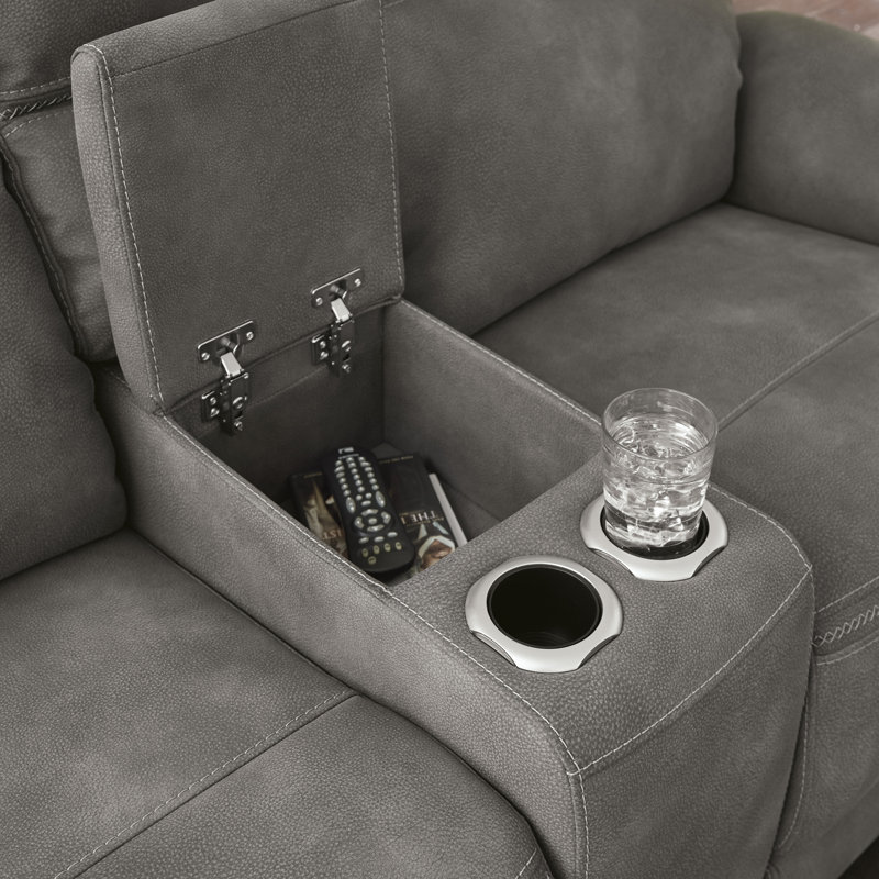 Brookley Power Reclining Loveseat with Console, Gray