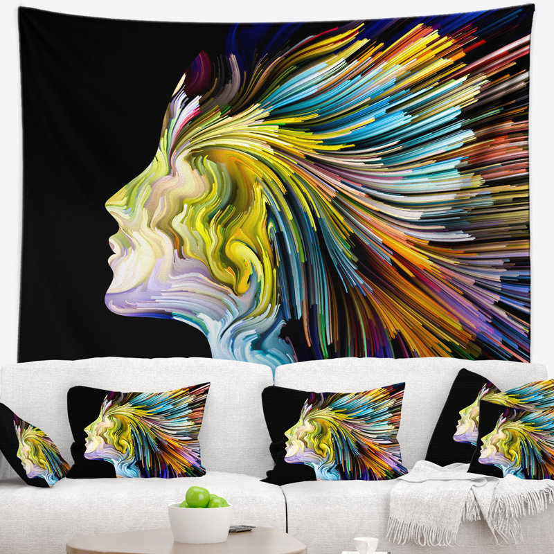 Tapisserie abstraite abstraite d'imagination, H 50 po x l 60 po