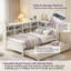 Solid Wood Twin Daybed with Trundle, Integrated Storage Shelf & USB Charging Ports for Space-Saving Modern Guest Rooms-1426920650-1426920649
