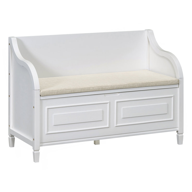 Upholstered Storage Bench,entryway bench, White