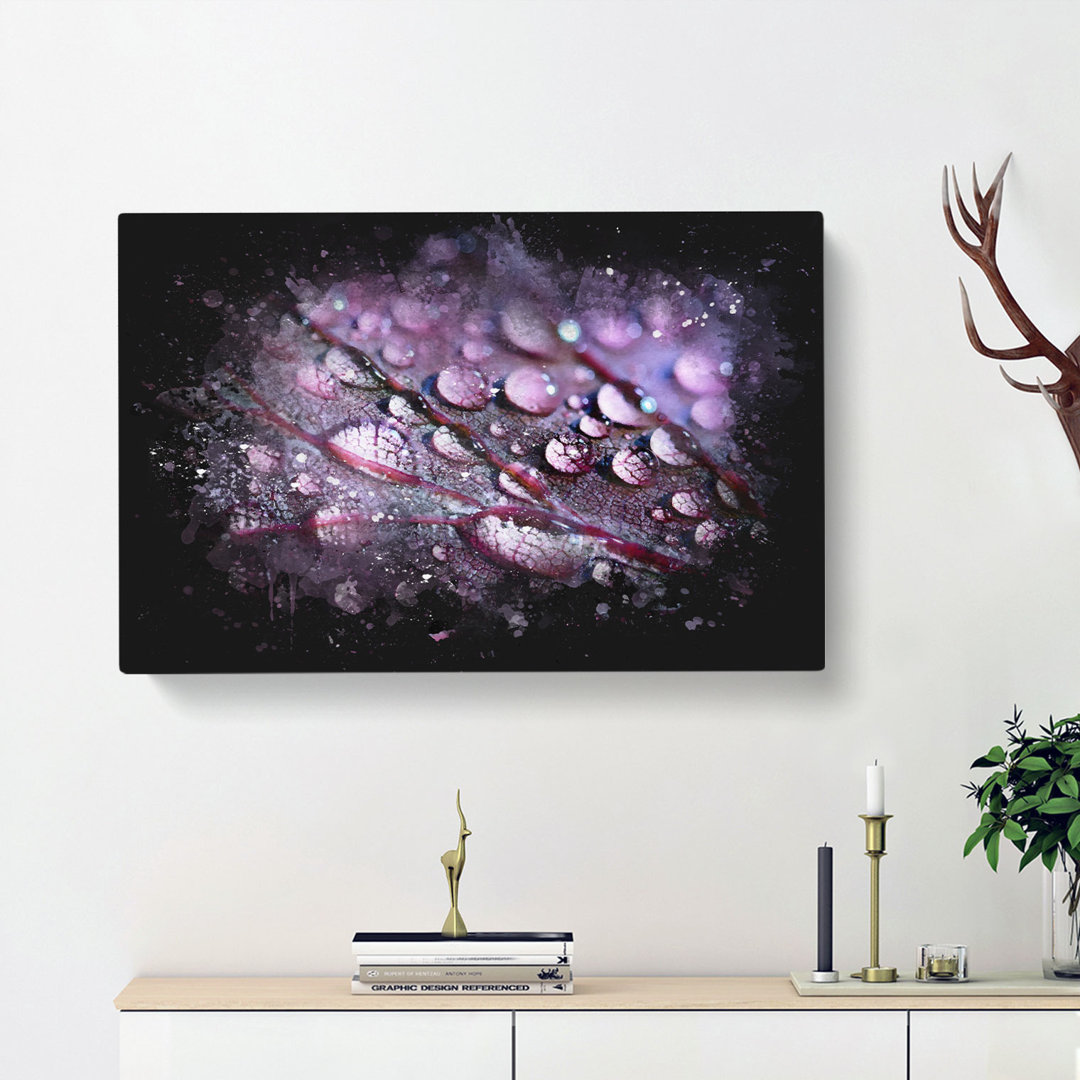 Dewdrops Upon A Lilac Leaf - Wrapped Canvas