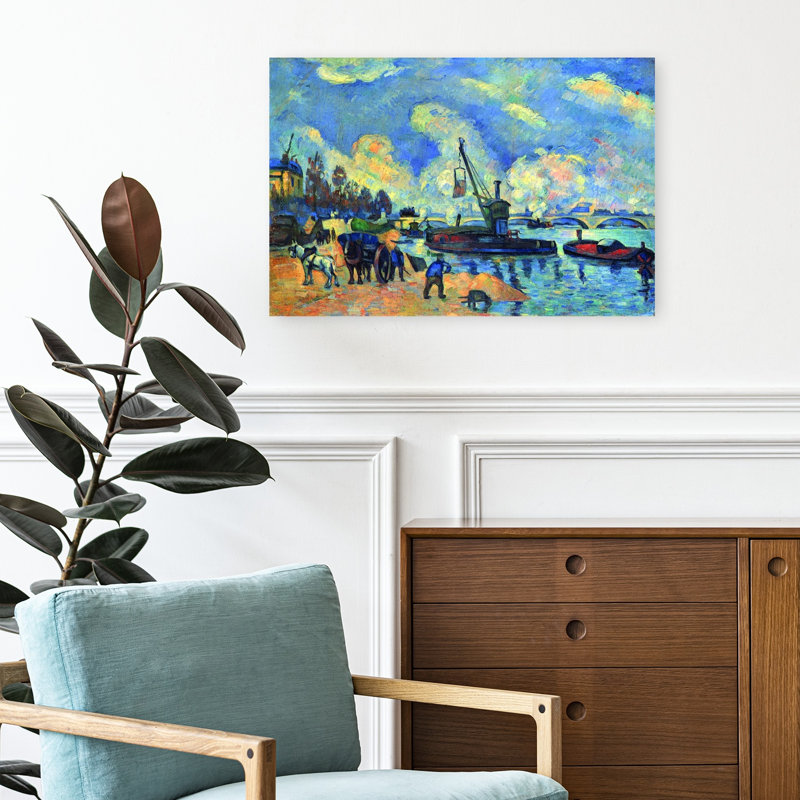 La seine à Bercy, reproduction d'art classique de cheval sur une plage contemporaine, 16" H x 24" W
