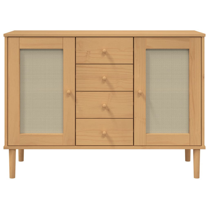 112cm Sideboard Rattan Look,  Brown