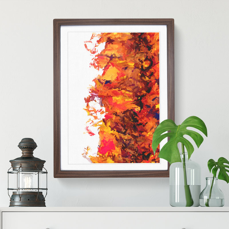 Faithful Flame Abstract - Single Picture Frame Painting, 46cm H x 34cm W x 2cm D, Walnut