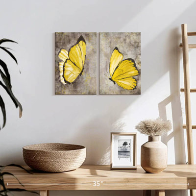 " Yellow Butterflies " 2 - Pieces