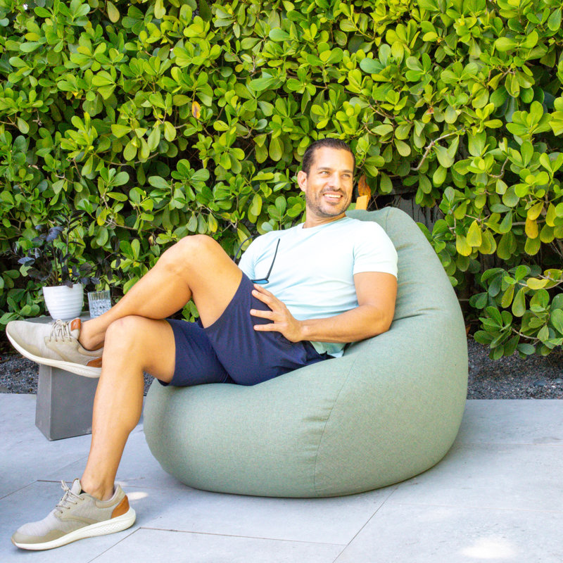 Big Joe Tuft Outdoor Bean Bag Chair, Weather Resistant Fabric, 3ft Teardrop, Sage Polyester