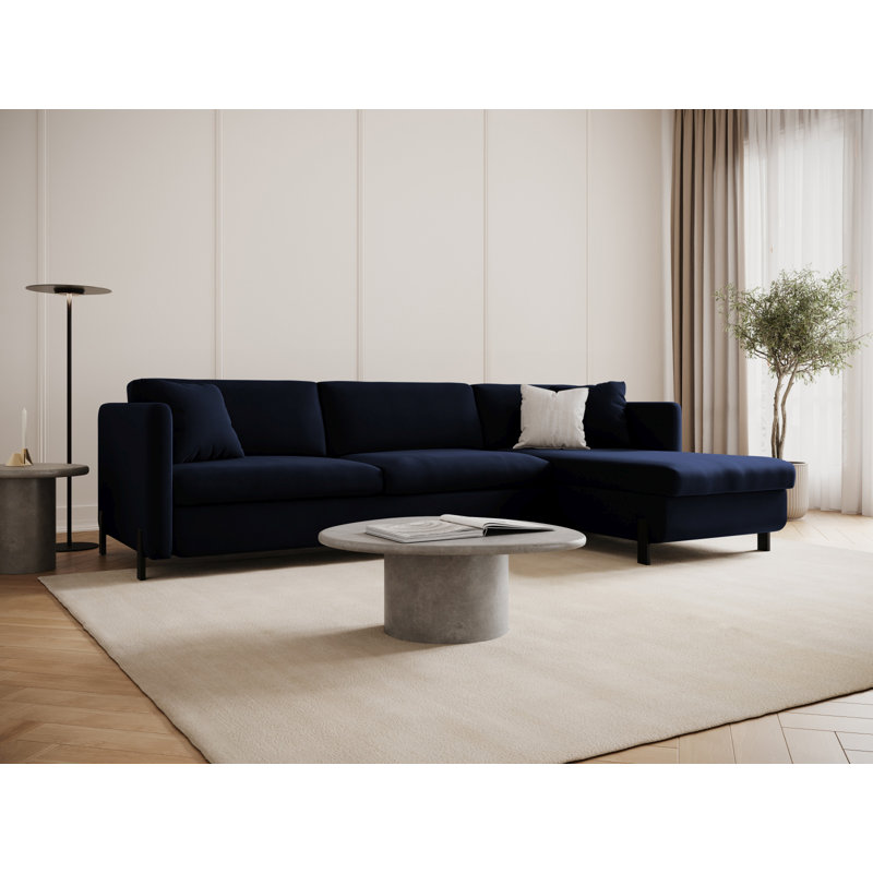 Bejna 3 Seater Velvet Sofa Bed, Right Hand Facing, Royal Blue, 80cm H x 170cm W x 280cm D