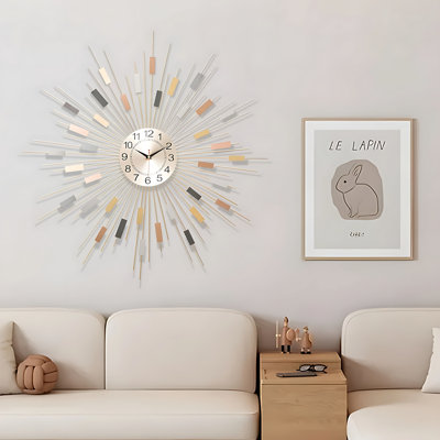 Horloge murale moderne en métal silencieux, horloges murales rondes surdimensionnées de 24 * 24 pouces, montre créative pour le salon, la cuisine et la chambre à coucher