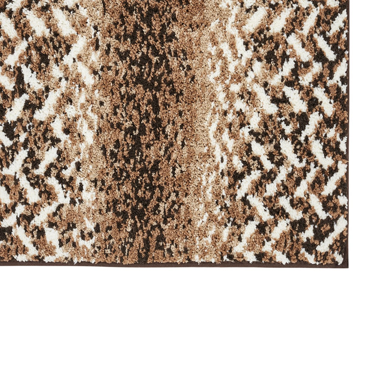 Tapis de cuisine / de salle de bain avec envers antidérapant Annaruth Collection, Brun, Tapis de couloir 20 po x 60 po