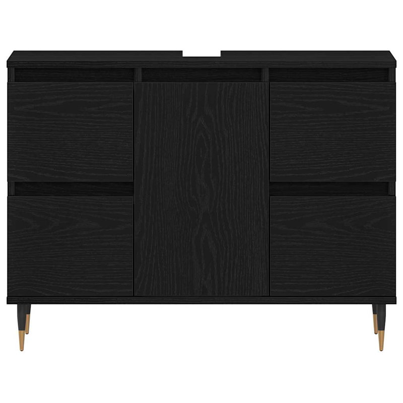 80Cm Single Bathroom Vanity Base Only in Black Oak