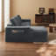 Canapé d'angle modulaire de 264 cm avec méridienne, canapé infonuagique, assise profonde, canapé moelleux en velours côtelé, matelas à mémoire de forme sans dossier, idéal pour le salon et la chambre, aucun assemblage requis - Méridienne gauche-1717869348