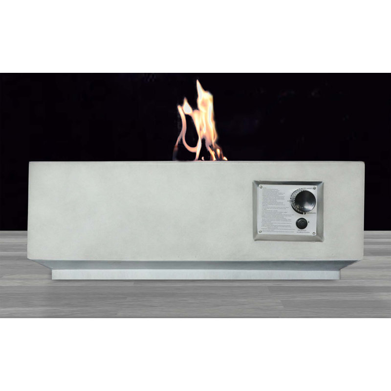 Hartwin Square Concrete Smokeless Fire Pit Table with Lid, Gray